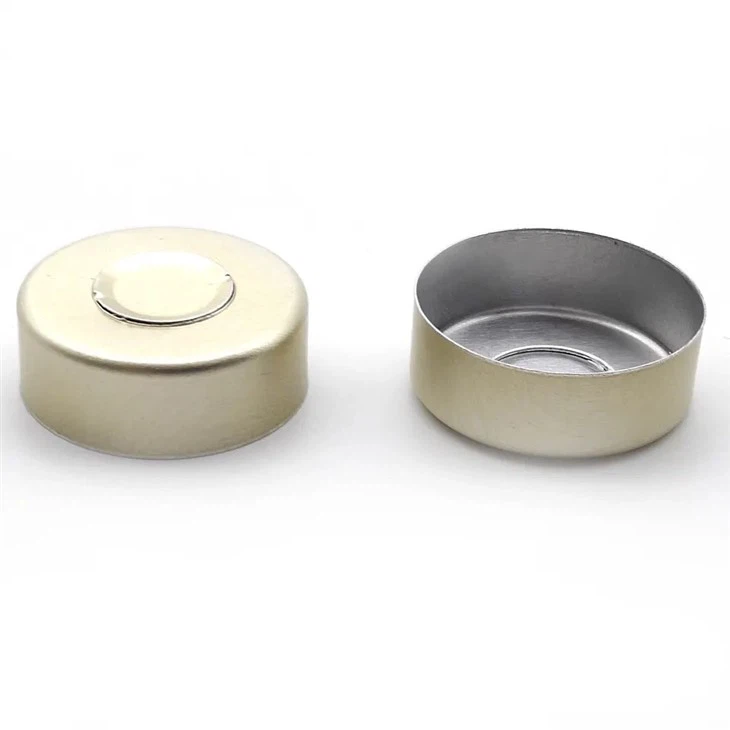 Aluminium vial caps of molded glass vials